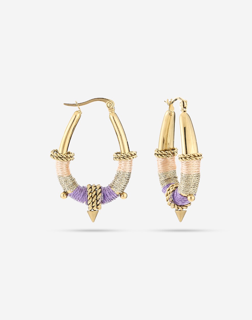 Oorringen Boho gekleurd lila touw