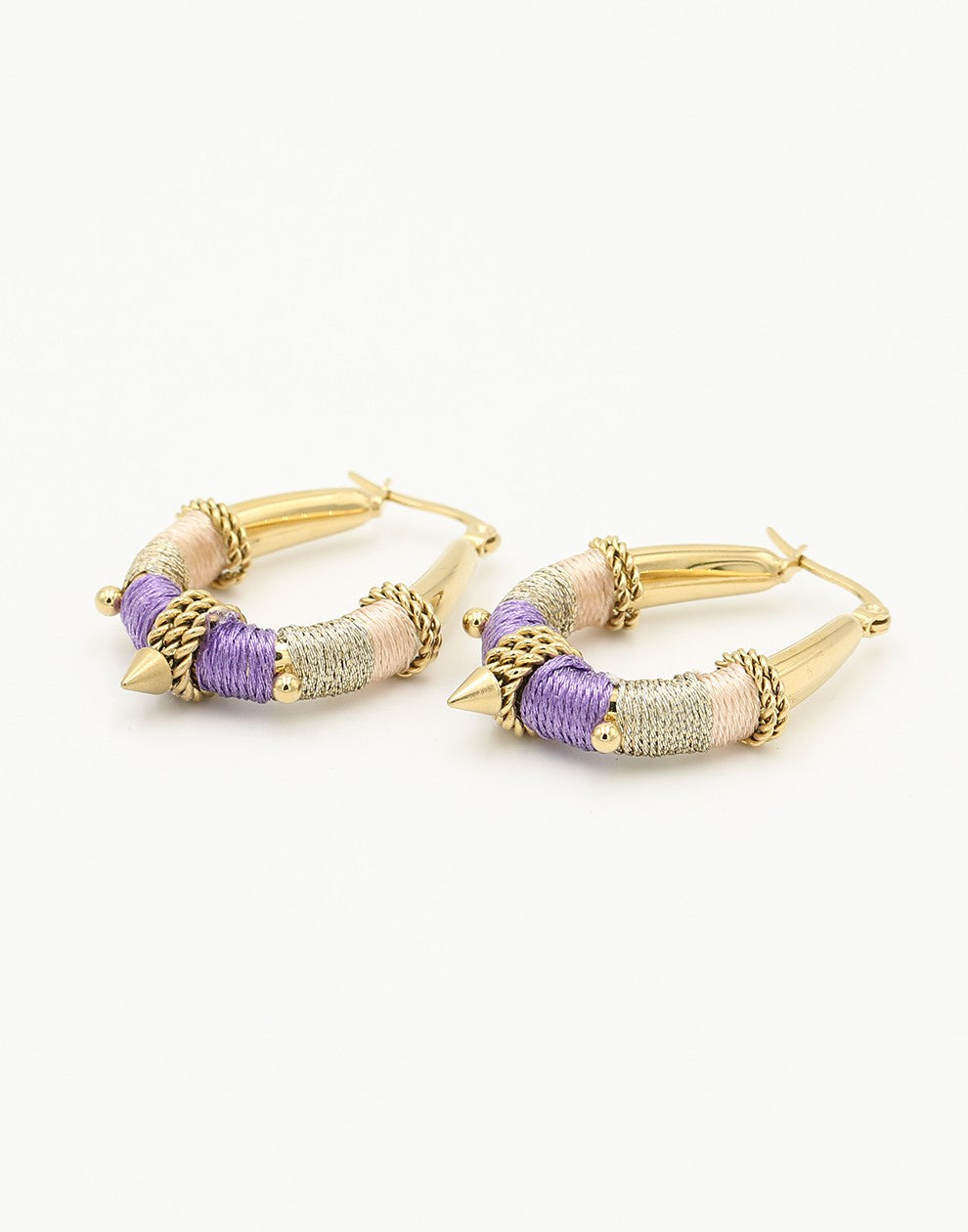 Oorringen Boho gekleurd lila touw