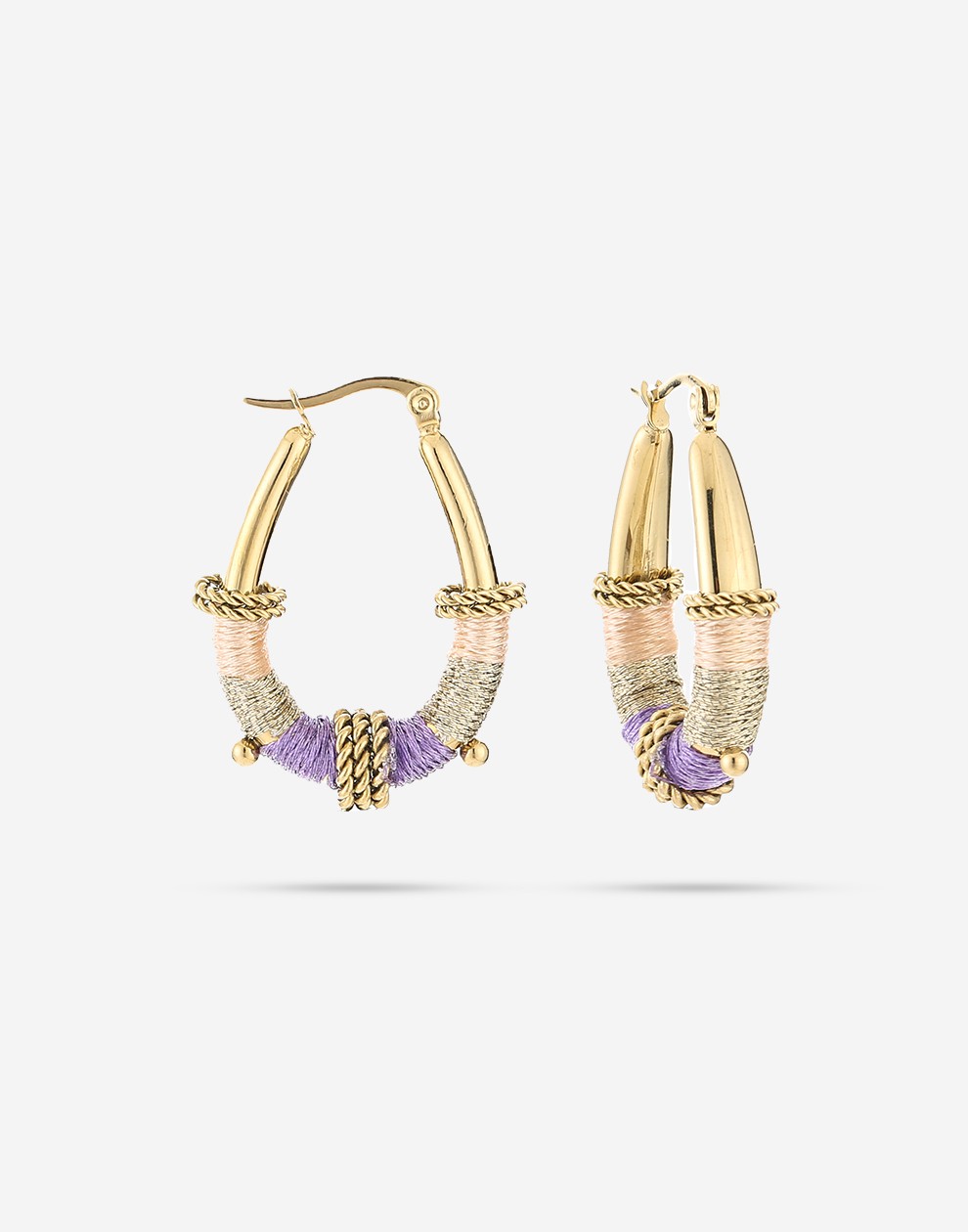 Boho oorbellen paars touw