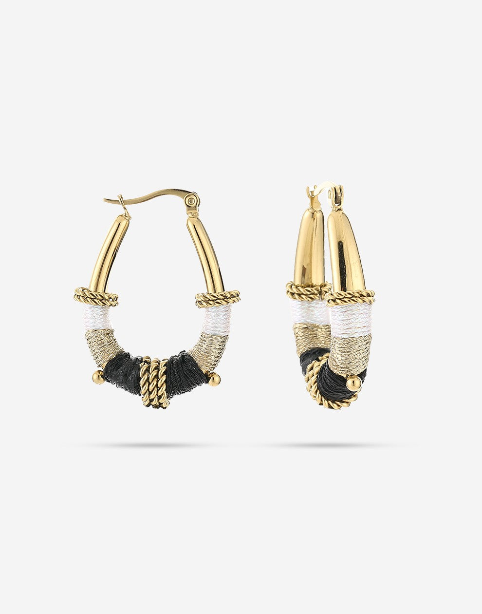 Boho oorbellen zwart touw