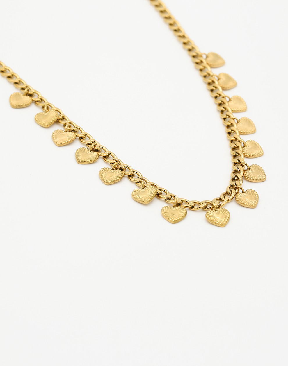 Schakelketting vintage hartjes goudkleurig