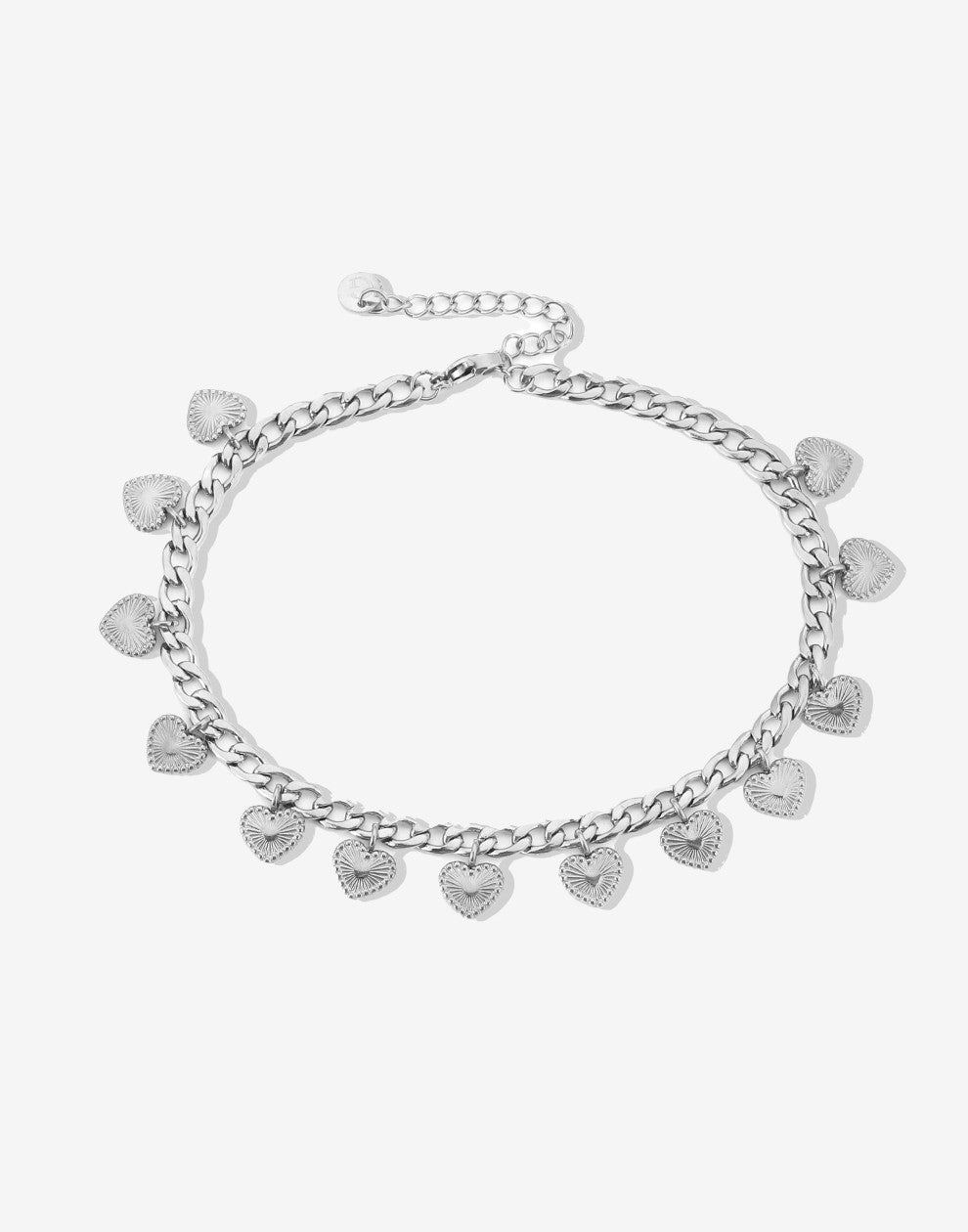 Anklet vintage hearts silver-colored