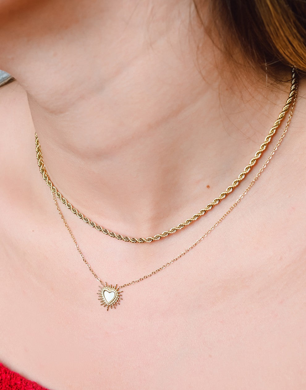 ketting hartje schelp goudkleurig