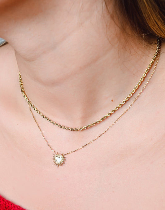ketting hartje schelp goudkleurig
