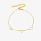Bracelet 3 open hearts gold-colored
