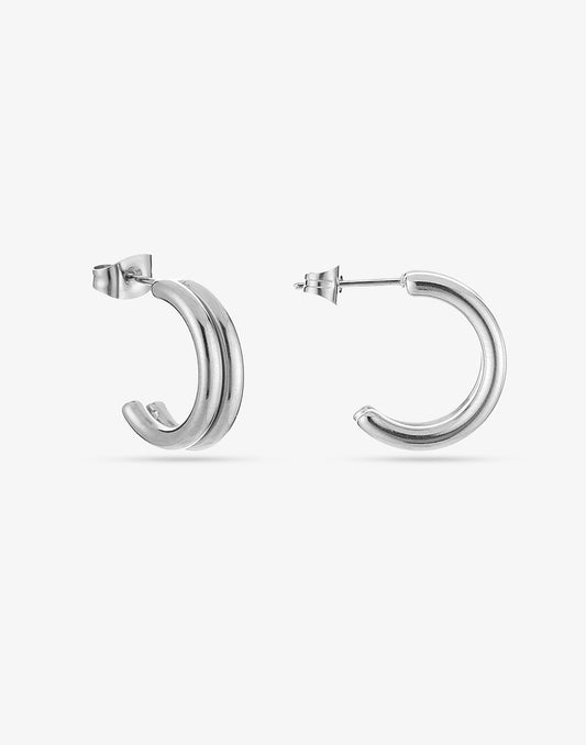 dubbele oorringen 12mm zilverkleurig