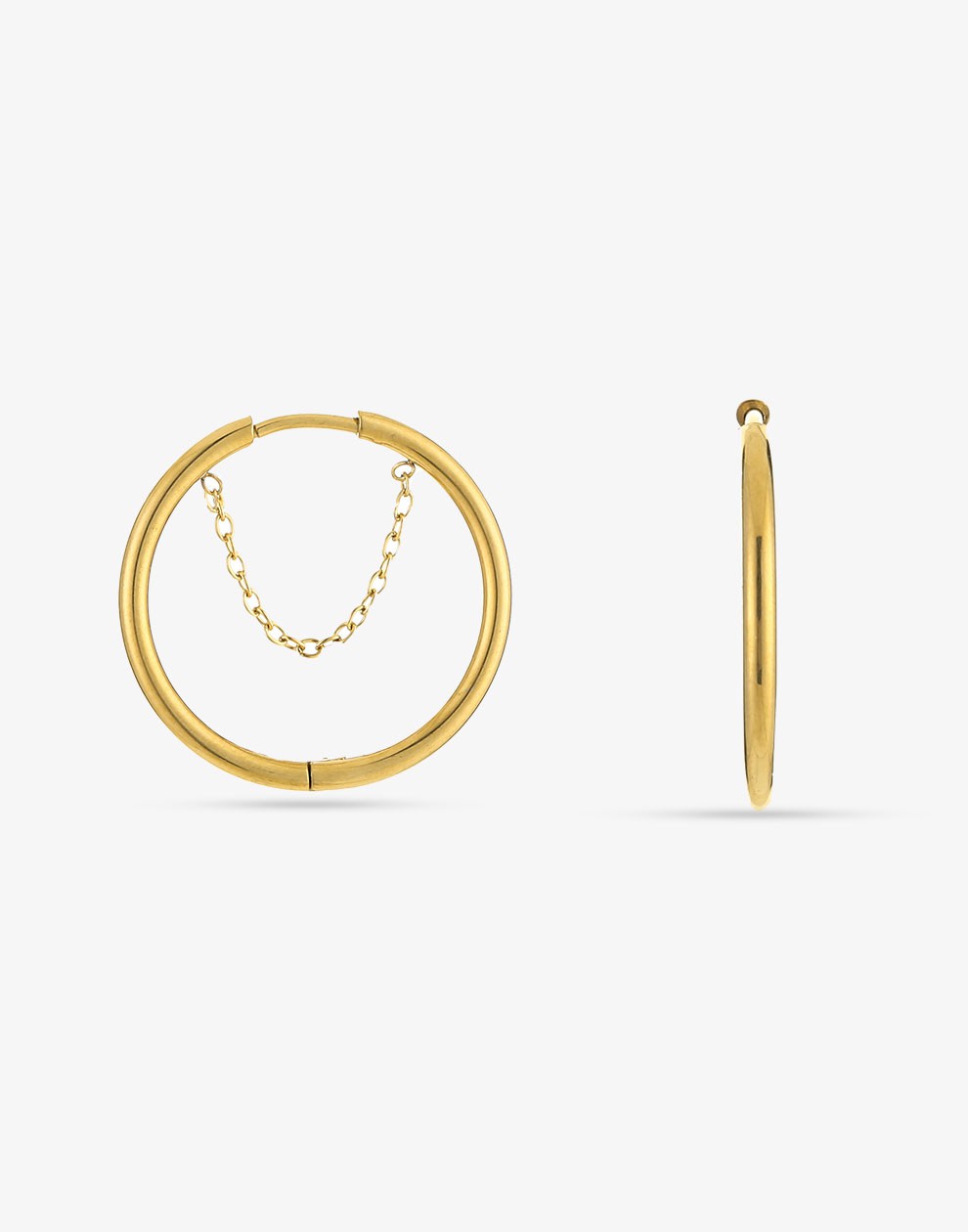 smalle hoops met chain goudkleurig