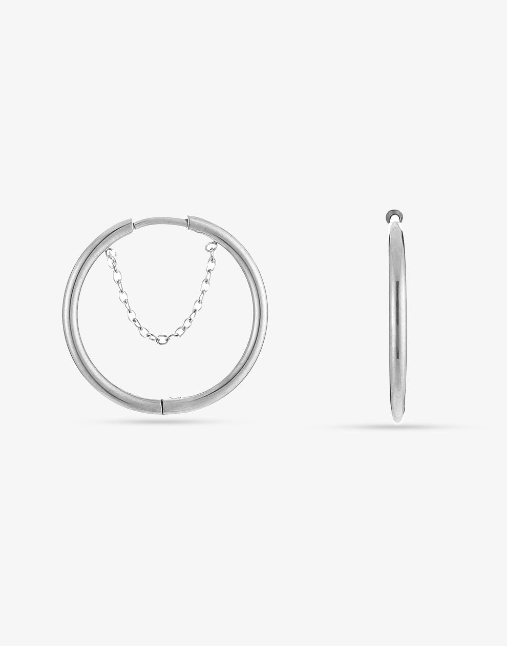 smalle hoops met chain zilverkleurig