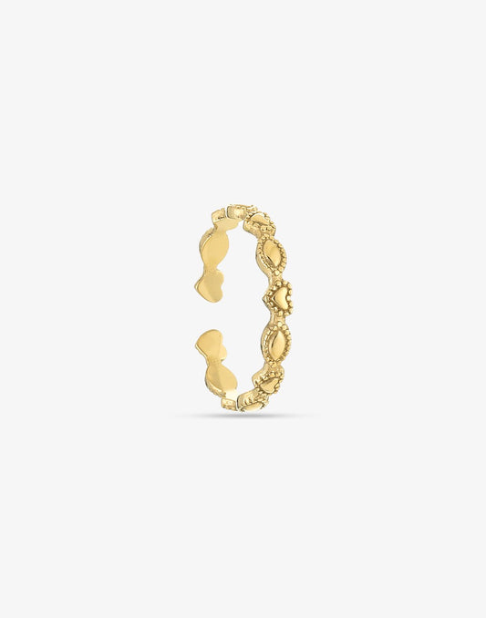 hartjes ring met patroon goudkleurig