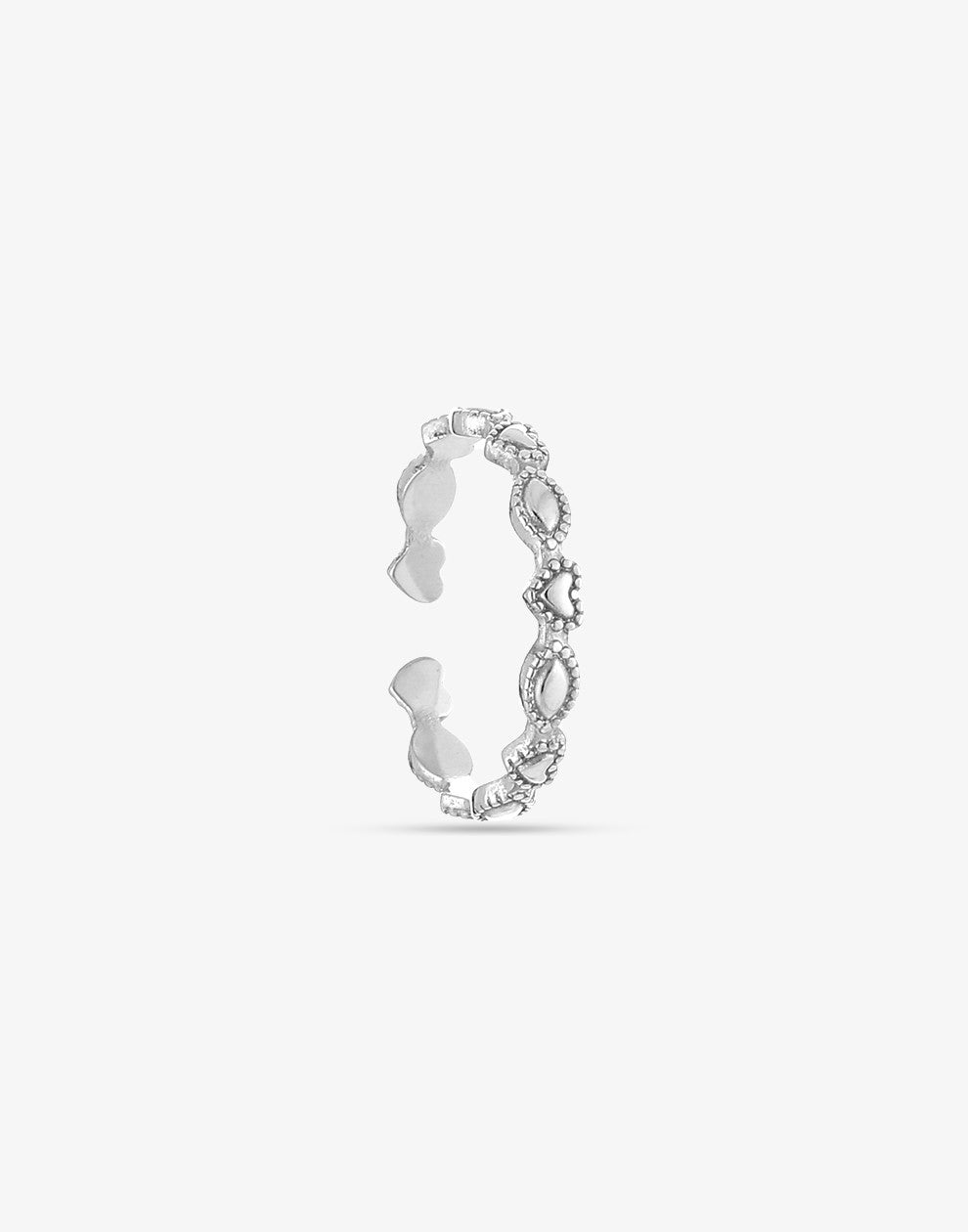 hartjes ring met patroon zilverkleurig