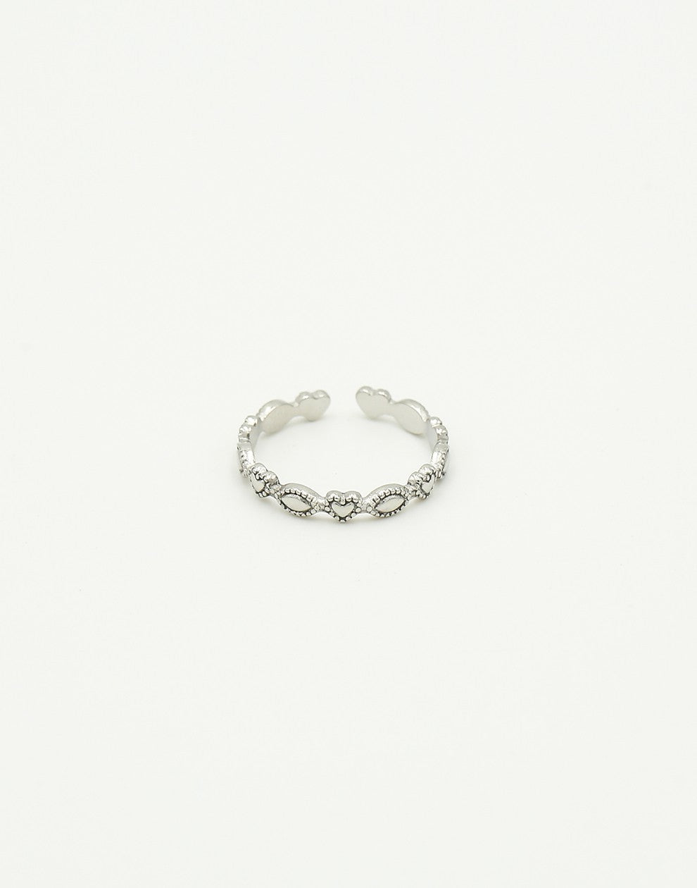 hartjes ring met patroon zilverkleurig