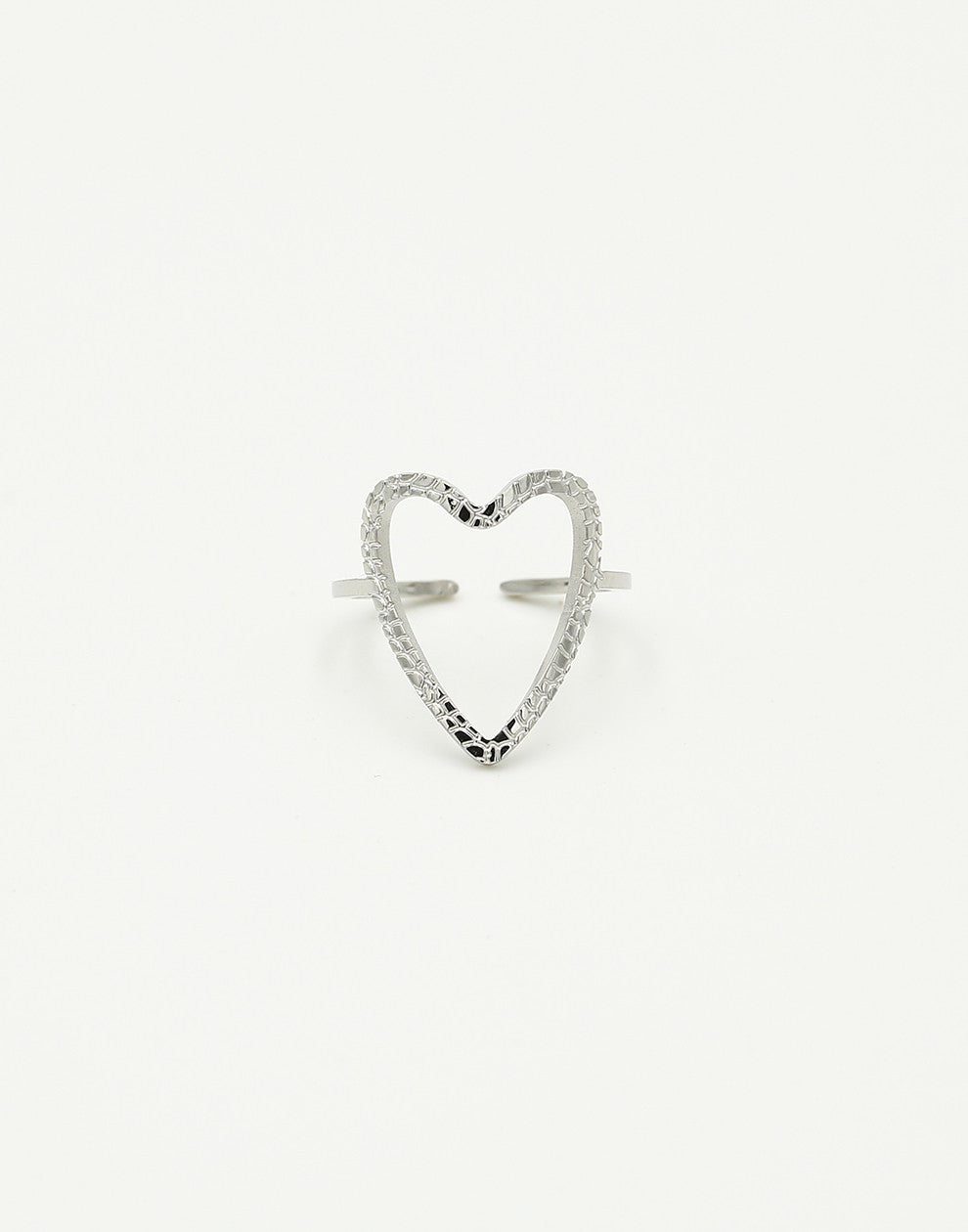 Ring open hart zilverkleurig