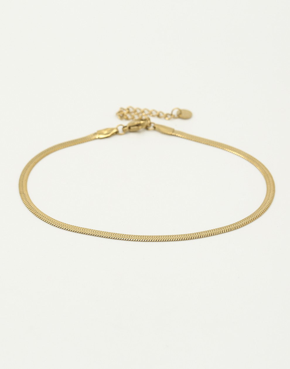 Enkelbandje flat snake chain goudkleurig