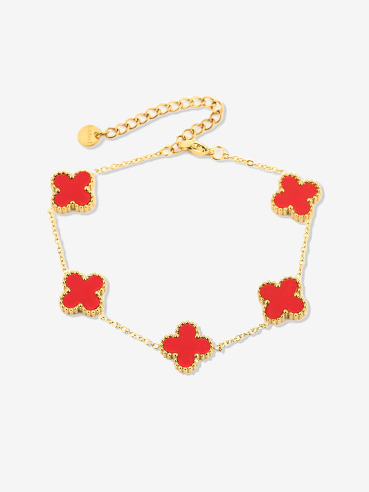 Armband klavers rood