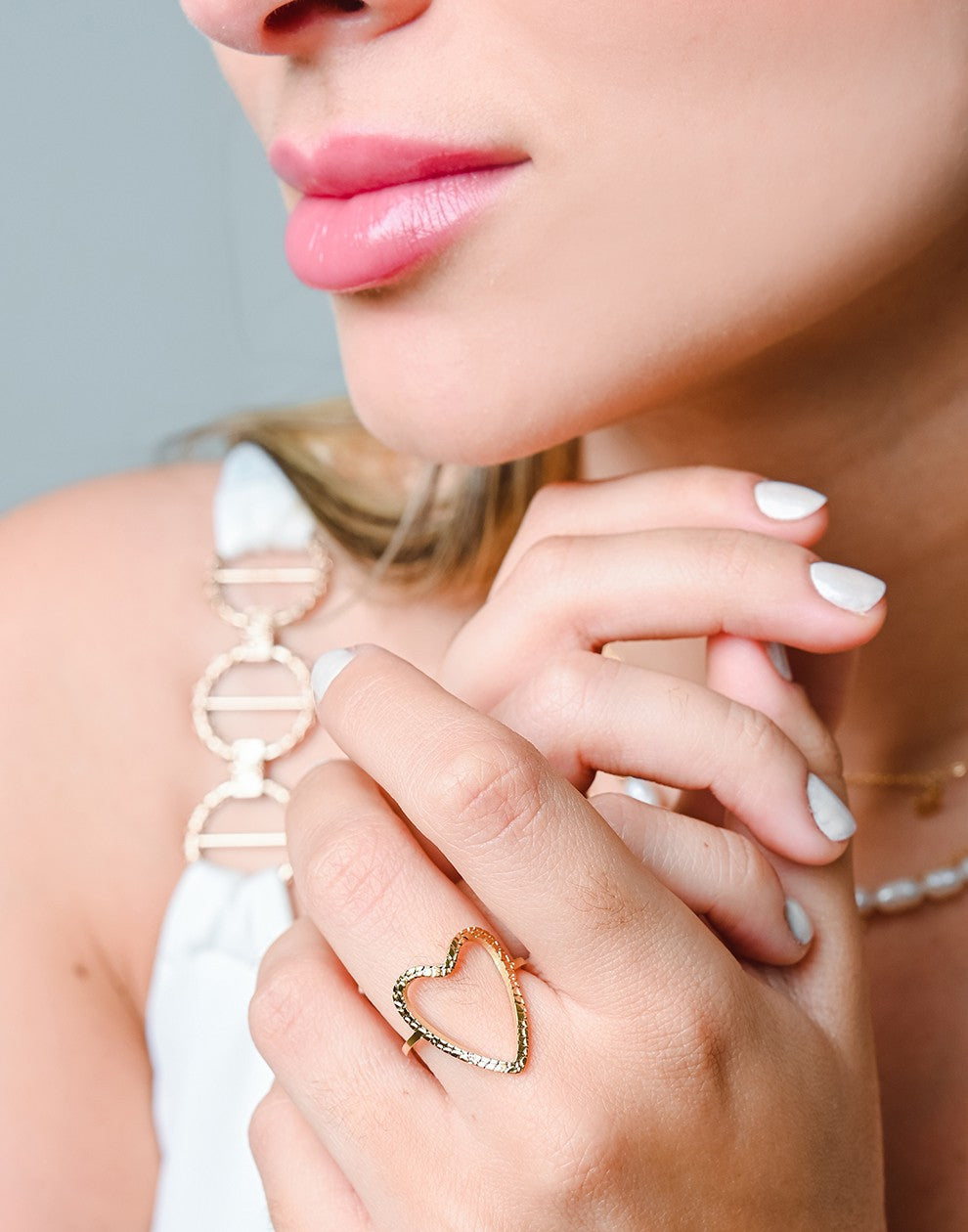 Ring open hart goudkleurig
