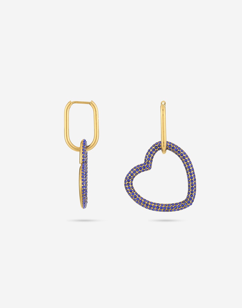 Earrings zirconia heart blue