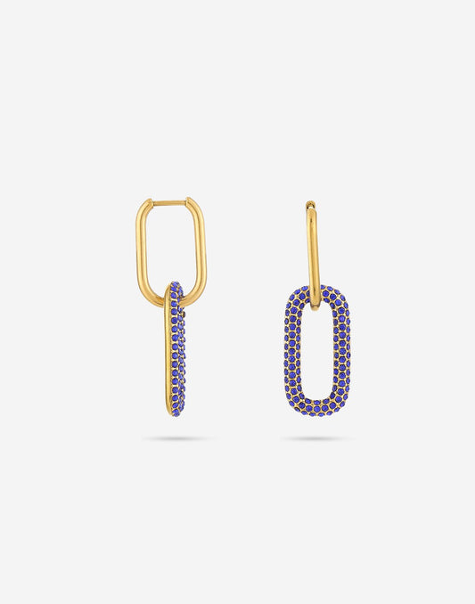 OORRINGEN OVALE HANGER ZIRKONIA blauw