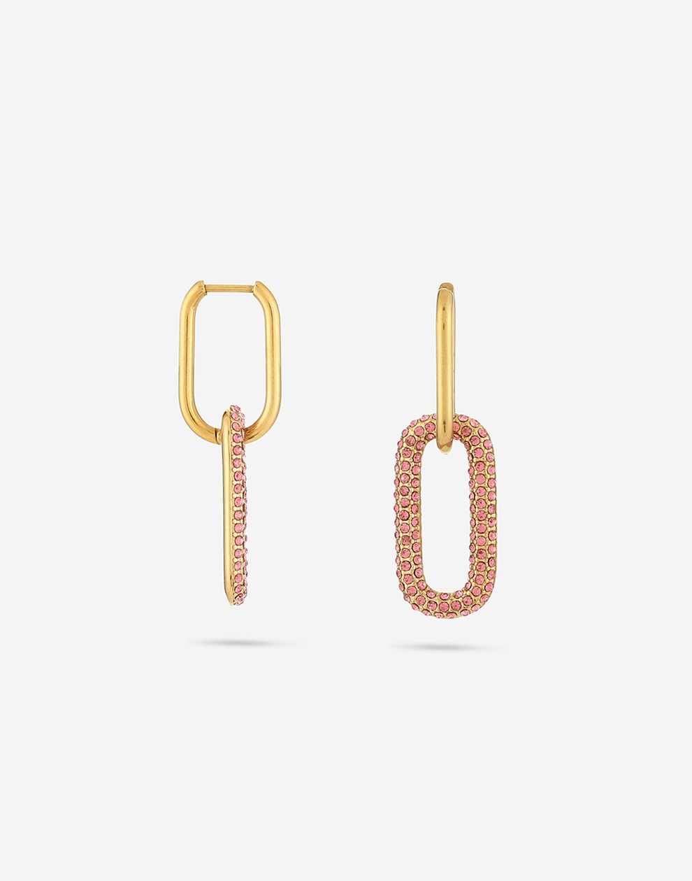 OORRINGEN OVALE HANGER ZIRKONIA pink