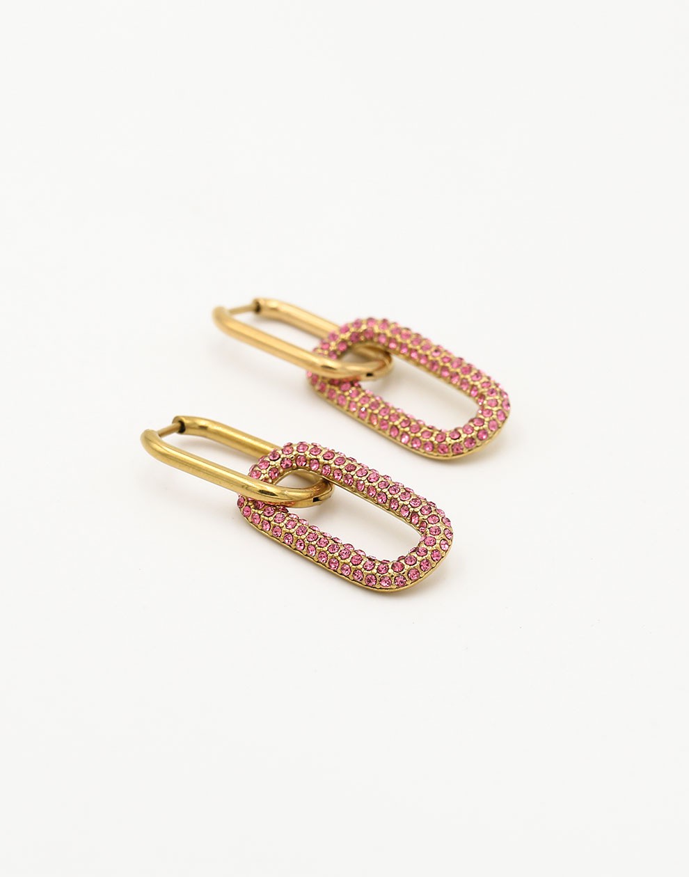 OORRINGEN OVALE HANGER ZIRKONIA pink