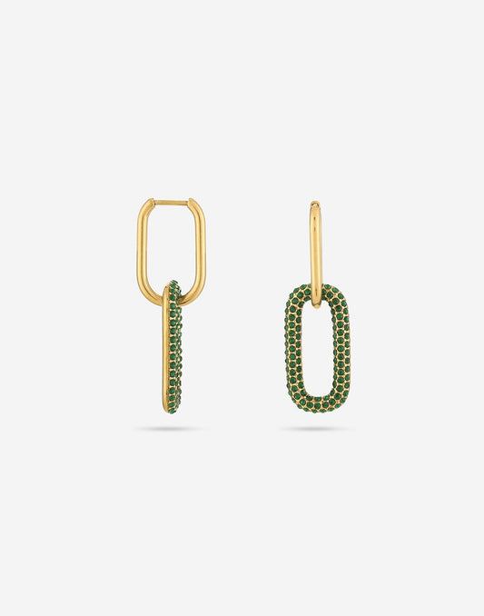 OORRINGEN OVALE HANGER ZIRKONIA groen