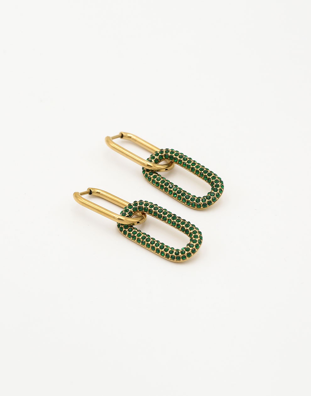 OORRINGEN OVALE HANGER ZIRKONIA groen