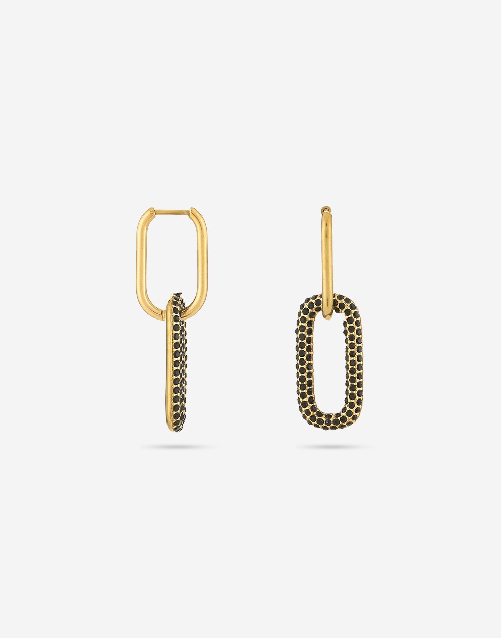 OORRINGEN OVALE HANGER ZIRKONIA zwart