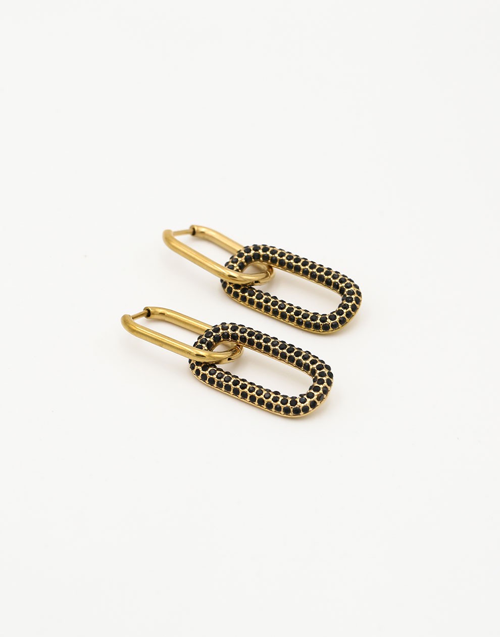 OVAL PENDANT ZIRCONIA EARRINGS black