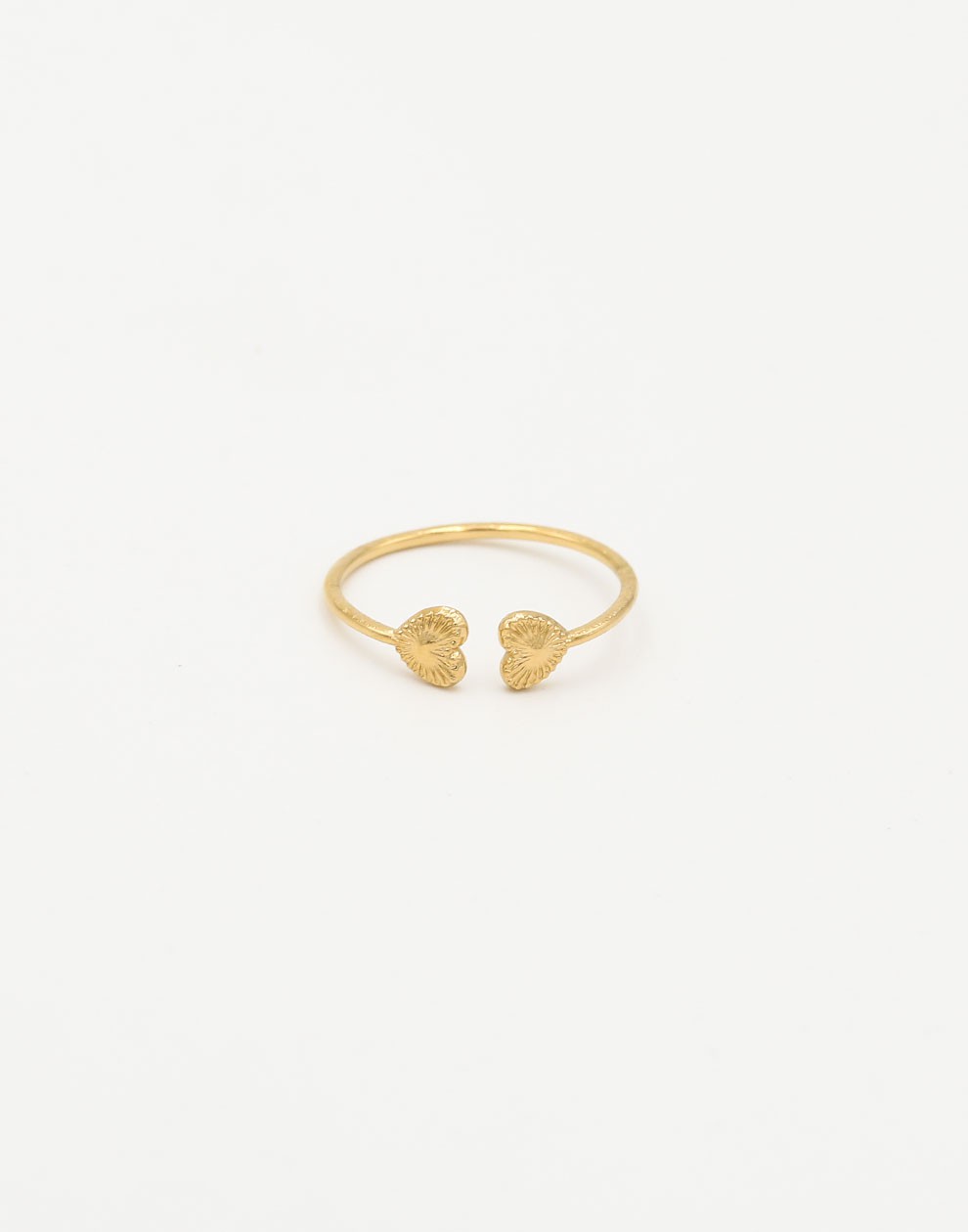 Ring dubbel vintage hartjes goudkleurig