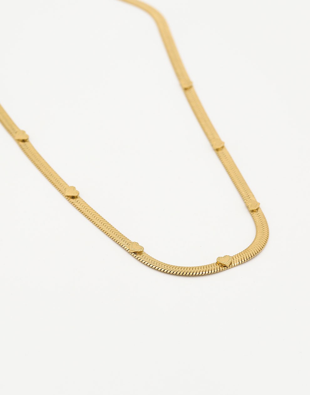 Snake ketting vintage hartjes goudkleurig