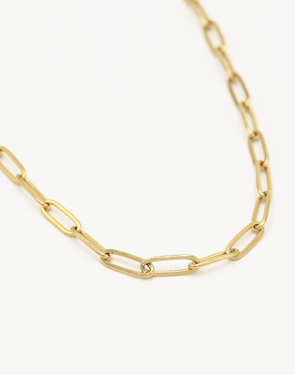 Paperclip schakelketting plat goudkleurig