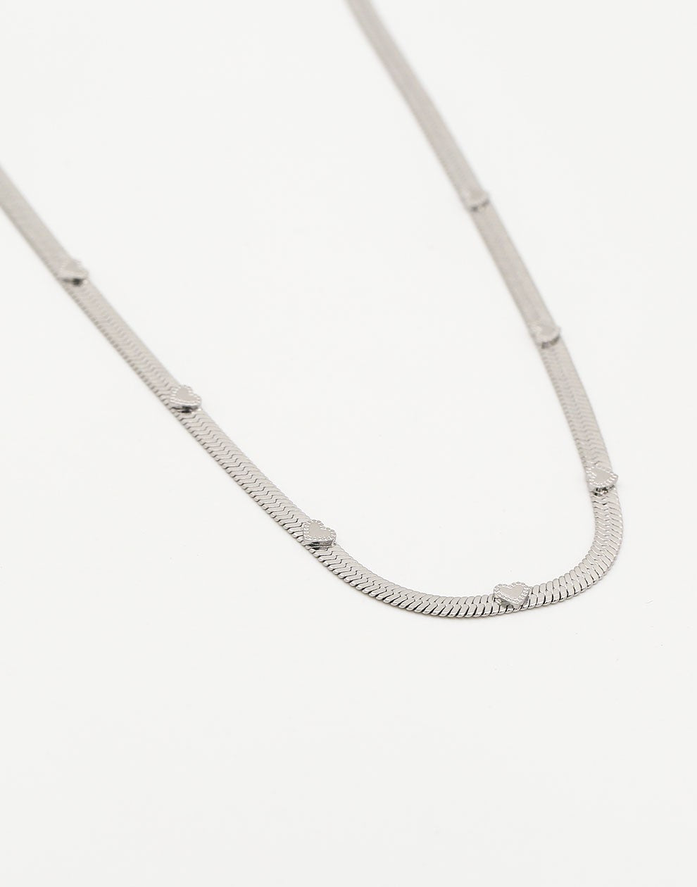 Snake ketting vintage hartjes zilverkleurig