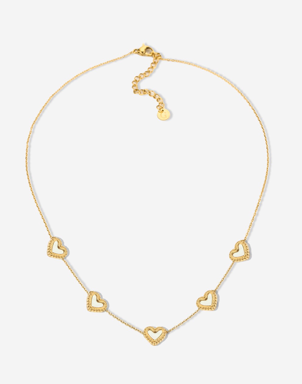 ketting hartjes parelmoer
