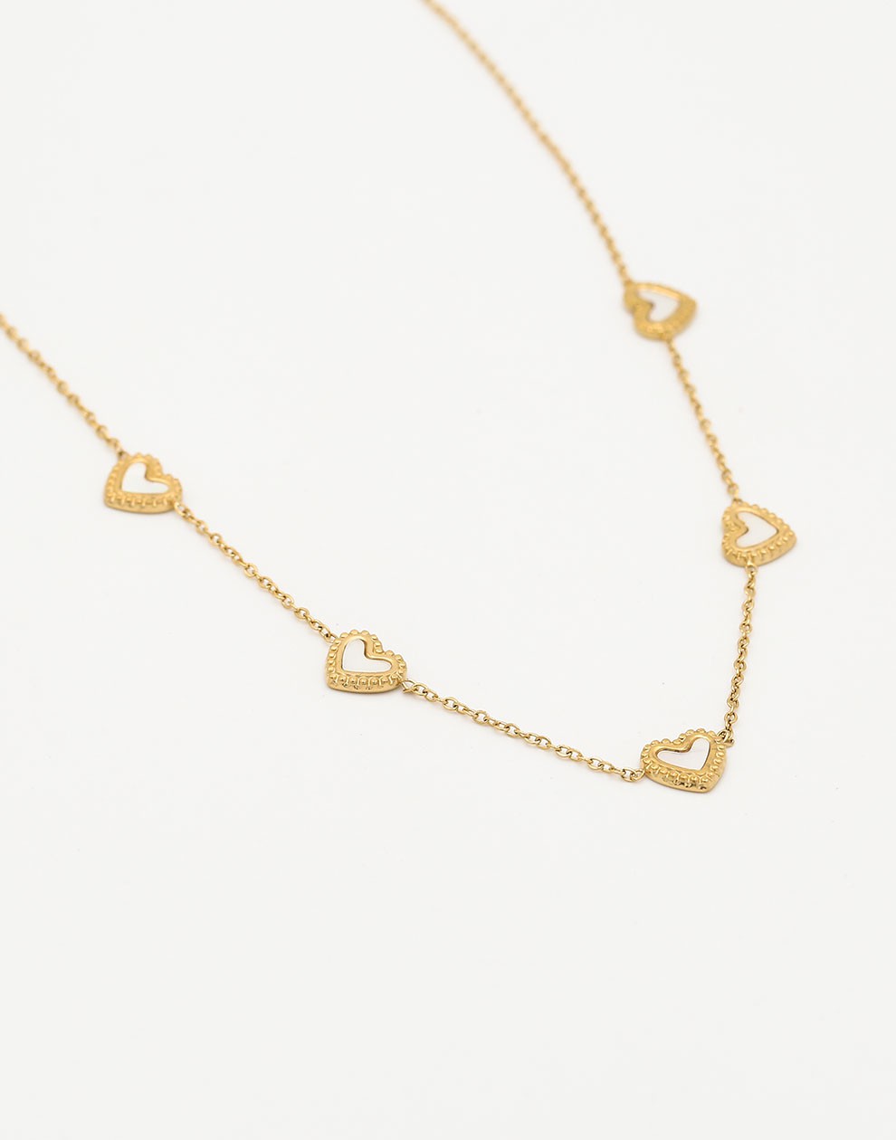 ketting hartjes parelmoer