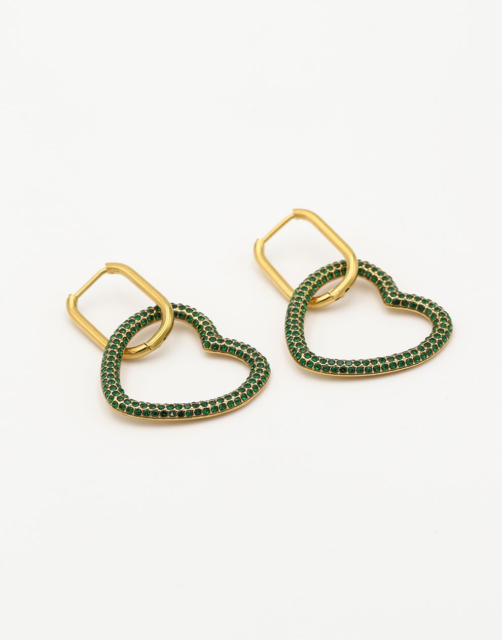 Earrings zirconia heart green