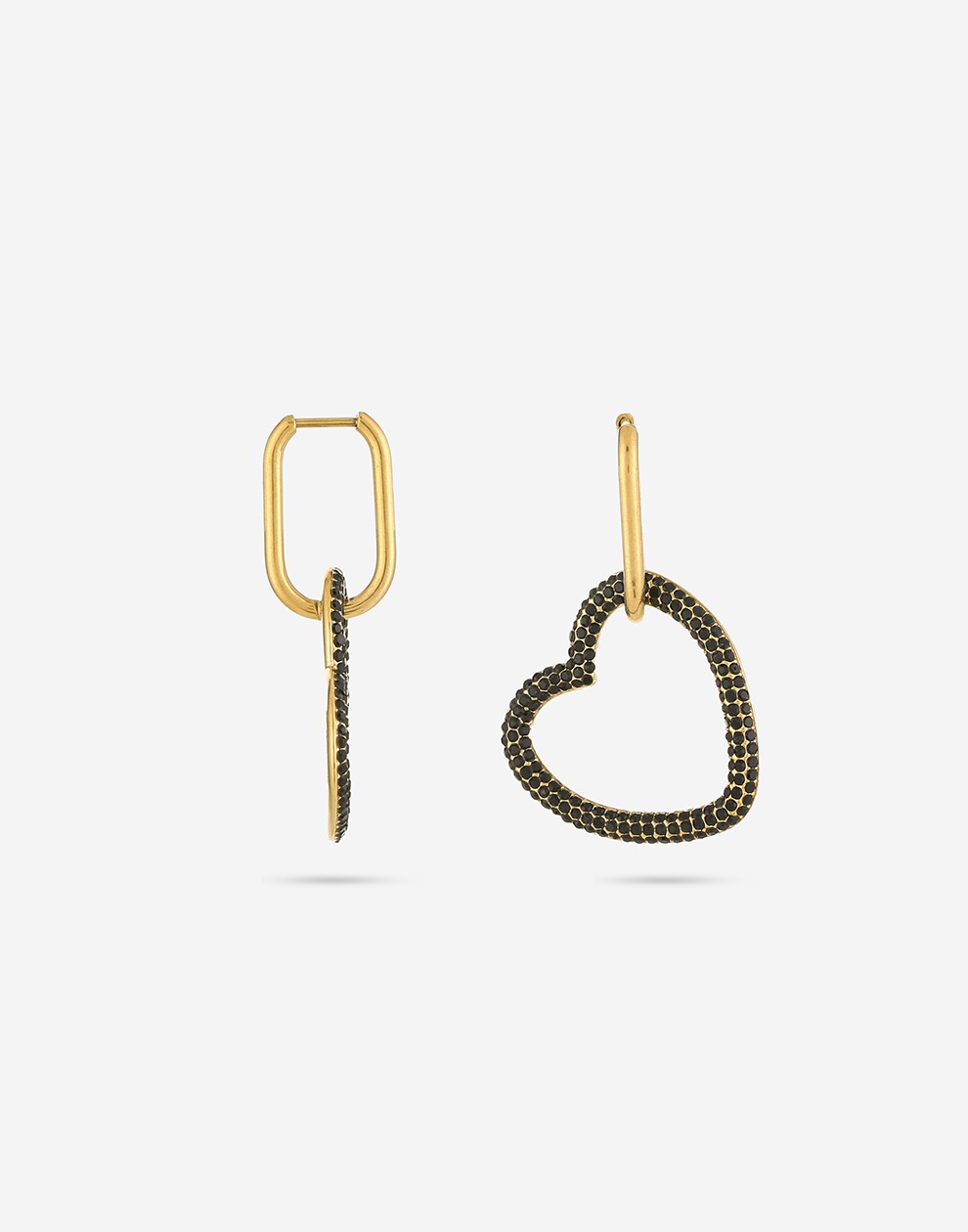 Black zirconia heart earrings