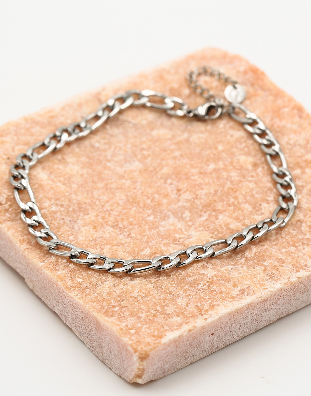 Ankle bracelet with silver-colored links