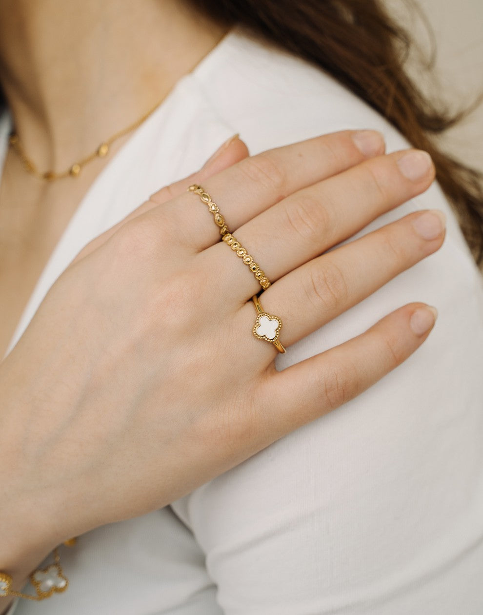 Klaver ring wit