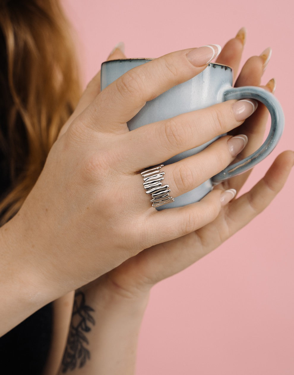 Statement ring staafjes zilverkleurig