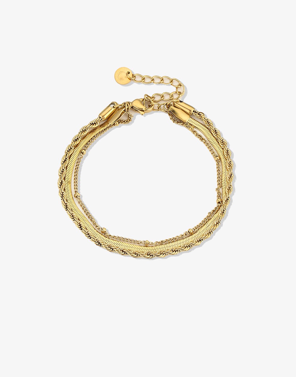 schakelarmband triple goudkleurig