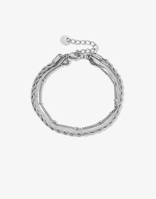 schakelarmband triple zilverkleurig