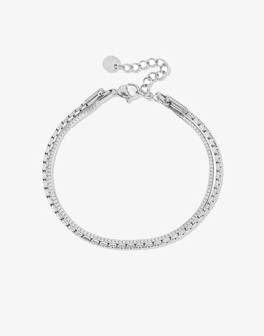 armband dubbel schakels zilverkleurig