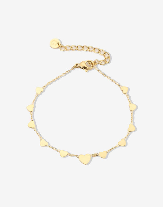 armband met hartjes goudkleurig