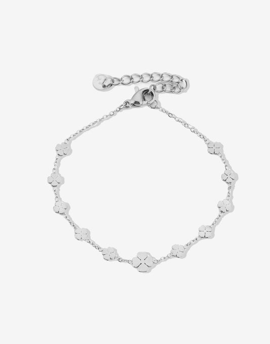 armband met klavertjes zilverkleurig