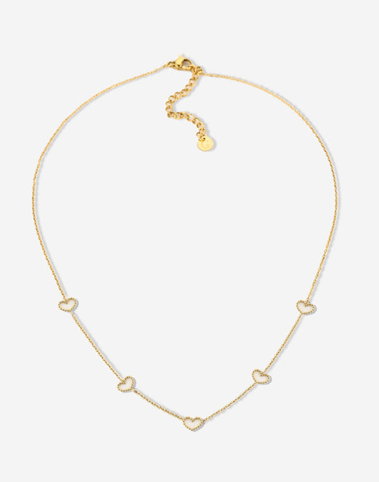 Ketting hartjes open goudkleurig