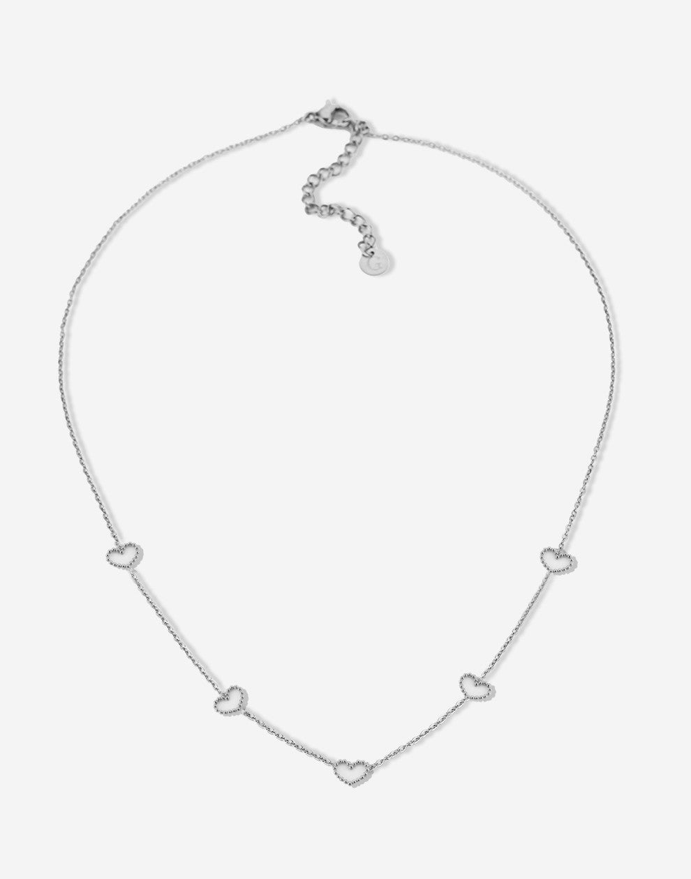 Ketting hartjes open zilverkleurig