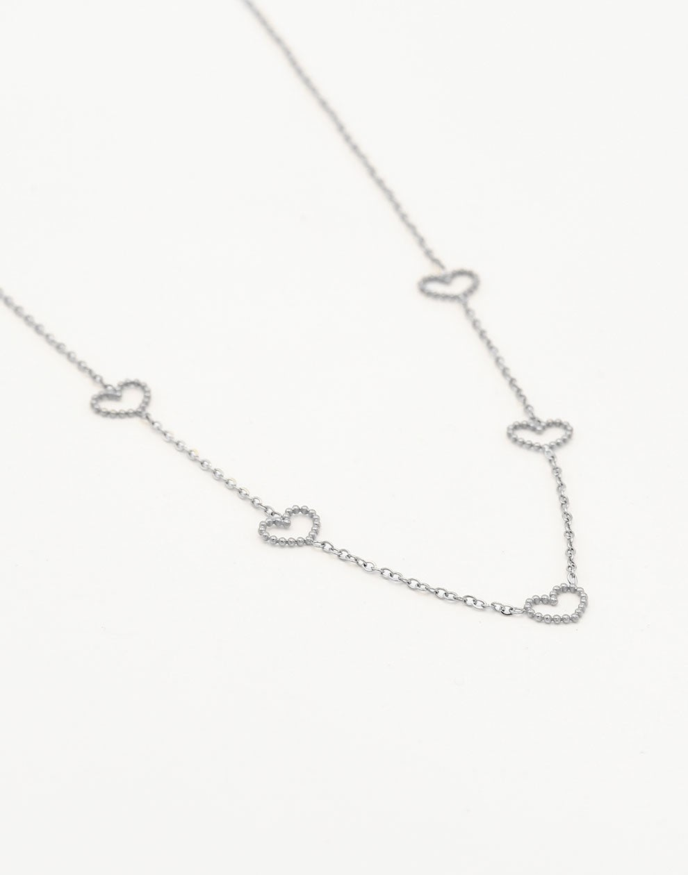 Ketting hartjes open zilverkleurig