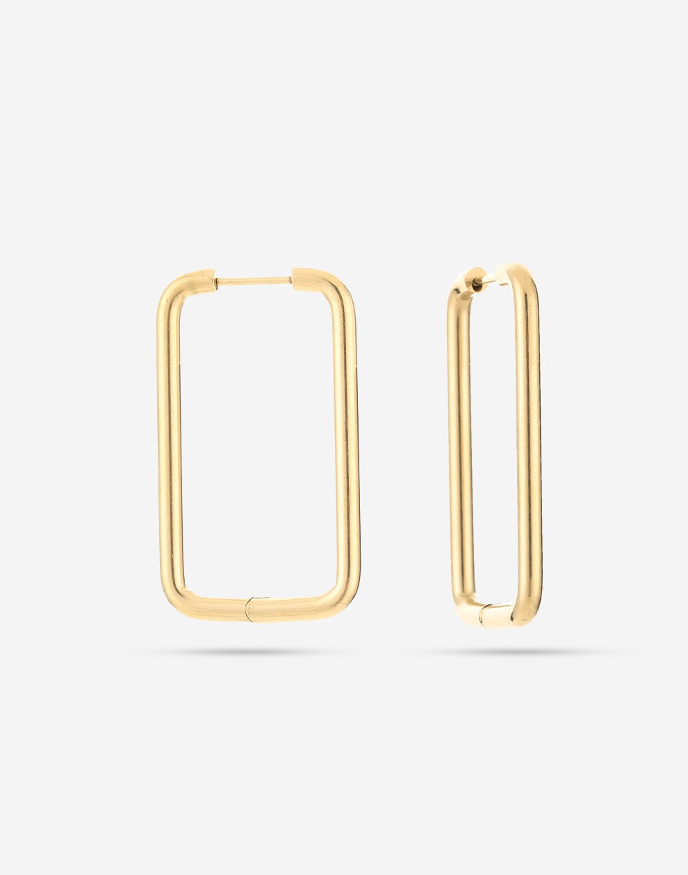 Rectangular gold-colored earrings