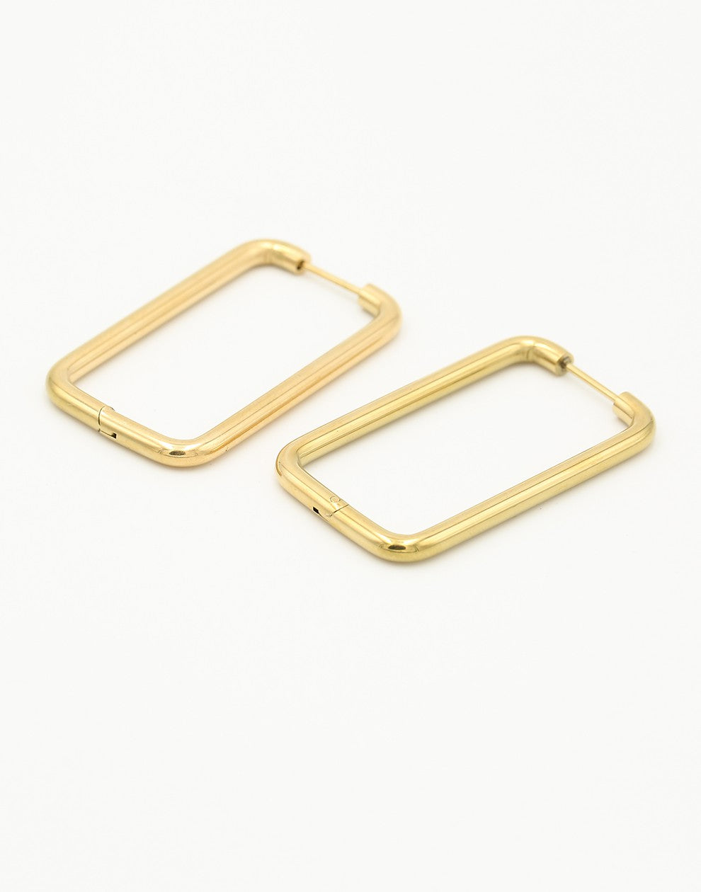 Rectangular gold-colored earrings