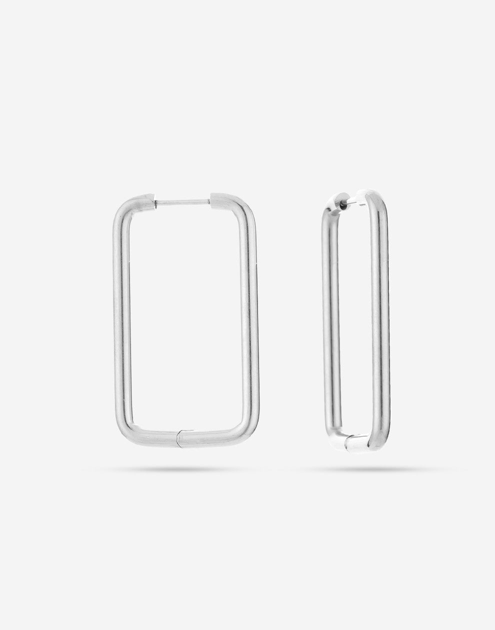 Rectangular earrings silver-colored
