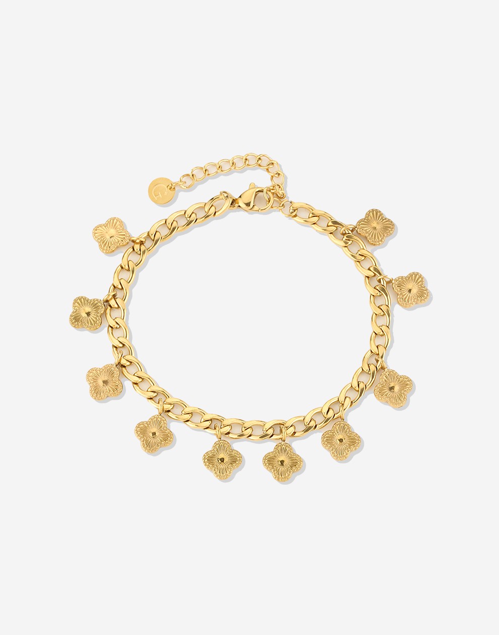 SCHAKELARMBAND VINTAGE klavers goudkleurig